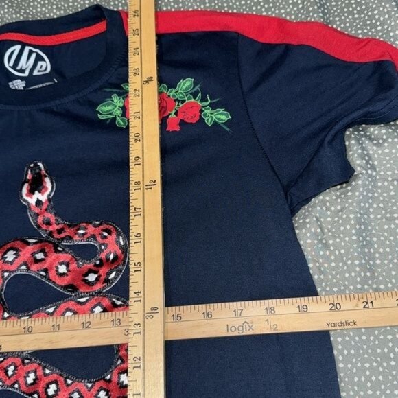 Stylish Mens Navy Blue & Red Snake Rose Graphic T Shirt With Unique Design - Picture 8 of 8